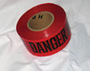 Harris Industries 3" X 300' Red 3 mil Polyethylene BT Series Barricade Tape "DANGER DANGER DANGER"