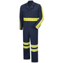 Red Kap® X-Large/Regular Navy Fluorescent Yellow Trim 7.25 Ounce 65% Polyester/35% Cotton Coveralls With Zipper Closure