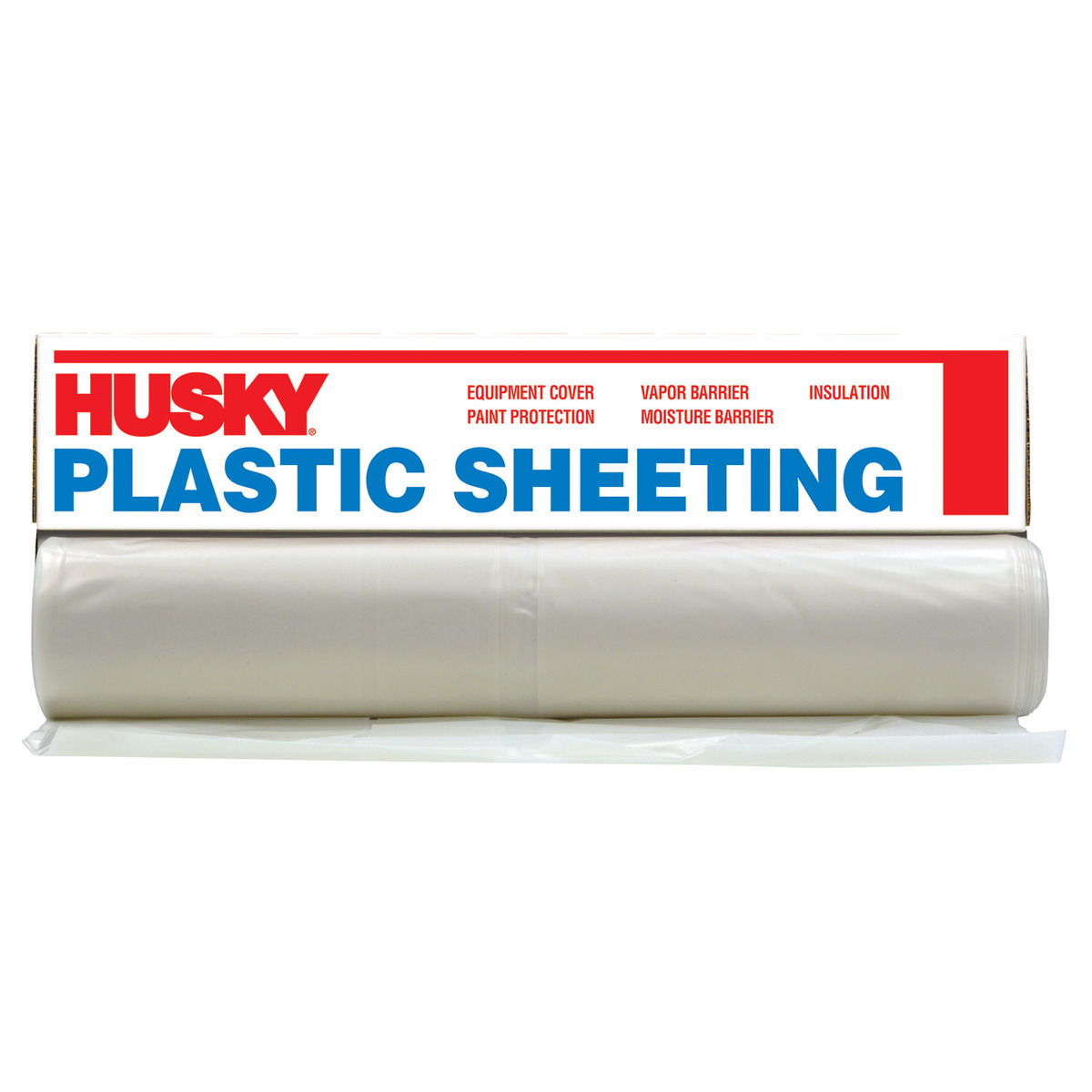 x 20 ft Husky Plastic Sheeting Roll Multi Purpose 100 ft Opaque Clear 3-mil