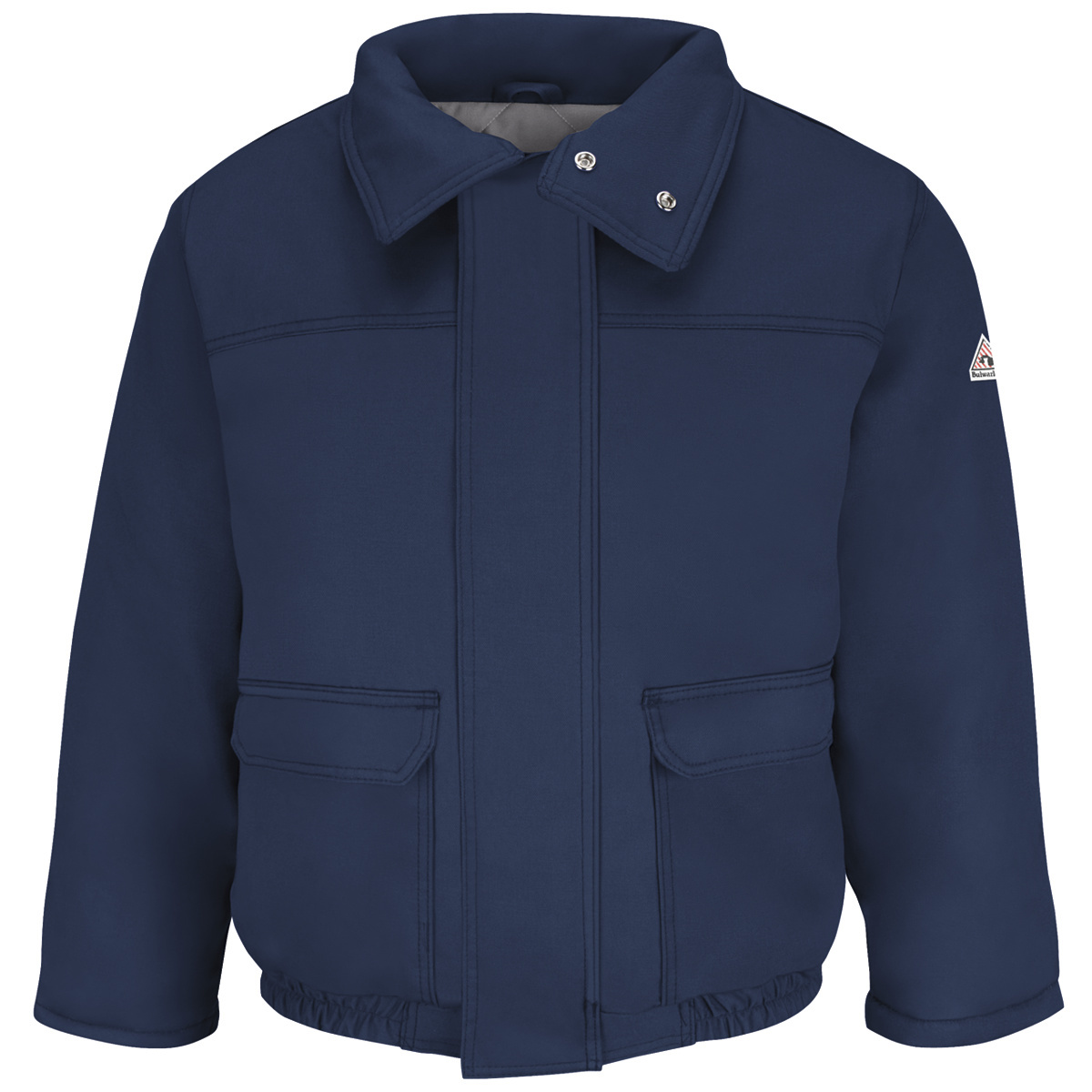 Airgas - R30JLR8NVRGL - Bulwark® Large Regular Navy Blue Westex Ultrasoft®  Twill/Cotton/Nylon Flame Resistant Jacket With Cotton Lining Zipper Front  Closure