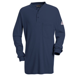 Bulwark® X-Large Regular Navy Blue EXCEL FR® Interlock FR Cotton Flame Resistant Henley Shirt With Button Front Closure