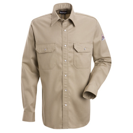 Bulwark® Large Regular Tan EXCEL FR® Cotton Flame Resistant Uniform Shirt With Snap Front Closure