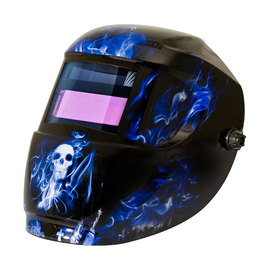ArcOne® Carrera™ Black/Blue/White Welding Helmet Variable Shades 4, 9 - 13 Auto Darkening Lens, Shade Master® Professional Grade And Blue Doom Graphics