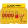 Master Lock® Yellow Thermoplastic Zenex™ Wall Mount Padlock Station Steel Shackle