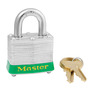 Master Lock® Green Laminated Steel 4 Pin Tumbler Padlock Hardened Steel Shackle