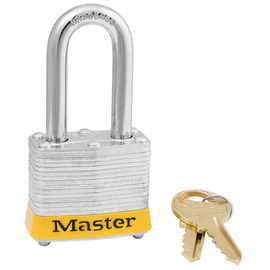 Master Lock® Yellow Laminated Steel 4 Pin Tumbler Padlock Hardened Steel Shackle