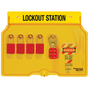 Master Lock® Yellow Anodized Aluminum Wall Mount Padlock Station Boron Alloy Shackle