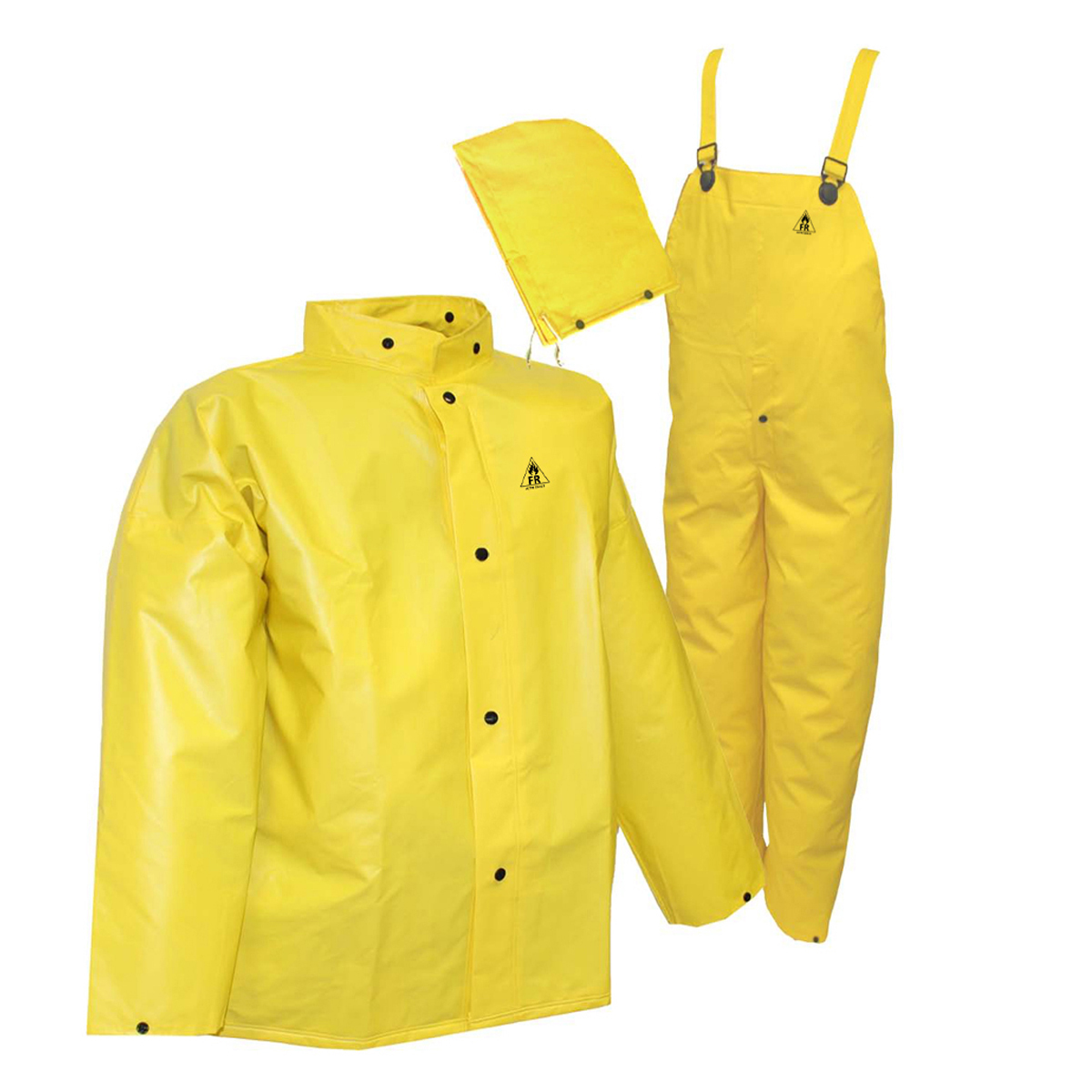 3-Piece PVC Fabric & Buttons 100% Waterproof Non-Conductive Rainsuit Adult sz S 