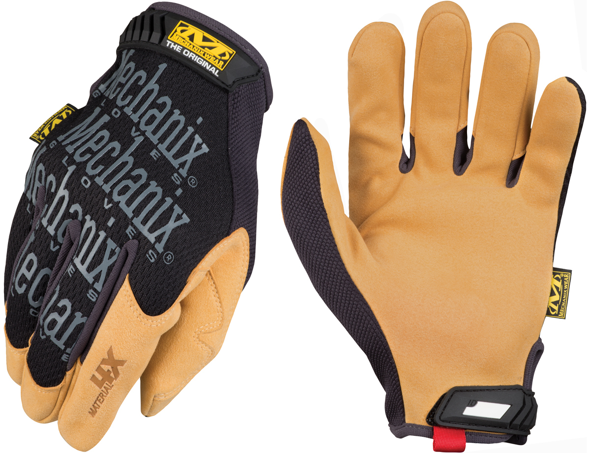 Airgas - MF1MG4X-75-008 - Mechanix Wear® Size 8 Black And Tan Material4X®  Original® Leather And TrekDry® Full Finger Mechanics Gloves With Hook and  Loop Cuff