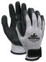 MCR Safety® Small NXG 10 Gauge Black Latex Palm And Fingertips Dipped Coated Work Gloves With Black Cotton And Polyester Liner And Hook And Loop Cuff