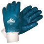 MCR Safety® Large Predator® Blue Rough Nitrile Fully Coated Coated Work Gloves With Blue Jersey Liner And Knit Wrist
