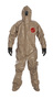 DuPont™ 2X Tan Tychem® 5000, 18 mil Chemical Protective Coveralls With Respirator Fitting Hood, Attached Gloves And Attached Socks