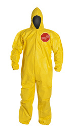 DuPont™ 2X Yellow Tychem® 2000, 10 mil Chemical Protective Coveralls With Hood, Elastic Wrists And Ankles