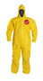 DuPont™ Medium Yellow Tychem® 2000, 10 mil Chemical Protective Coveralls With Hood, Elastic Wrists And Ankles