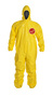 DuPont™ 3X Yellow Tychem® 2000, 10 mil Chemical Protective Coveralls With Hood, Elastic Wrists And Ankles