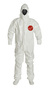 DuPont™ Medium White Tychem® 4000, 12 mil Chemical Protective Coveralls With Respirator Fitting Hood, Elastic Wrists And Attached Socks