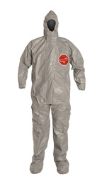 DuPont™ Small Gray Tychem® 6000, Chemical Protective Coveralls With Respirator Fitting Hood, Elastic Wrists And Attached Socks