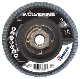 Weiler® Wolverine™ 4 1/2" X 5/8" - 11" 60 Grit Type 29 Flap Disc