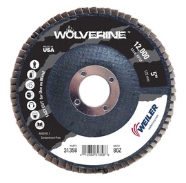 Weiler® Wolverine™ 5" X 7/8" 80 Grit Type 29 Flap Disc