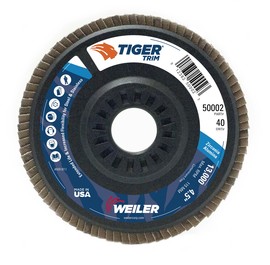 Weiler® Tiger® Trim 4 1/2" X 7/8" 40 Grit Type 29 Flap Disc