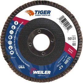 Weiler® Tiger® Ceramic 4 1/2" X 7/8" 60 Grit Type 27 Flap Disc