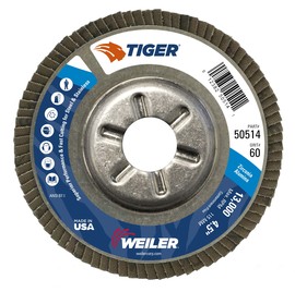 Weiler® Tiger® 4 1/2" X 7/8" 60 Grit Type 29 Flap Disc
