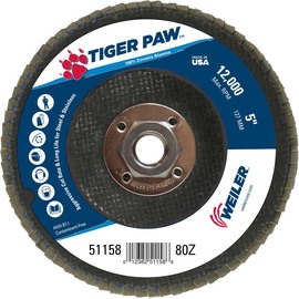 Weiler® Tiger Paw™ 5" X 5/8" - 11 80 Grit Type 27 Flap Disc