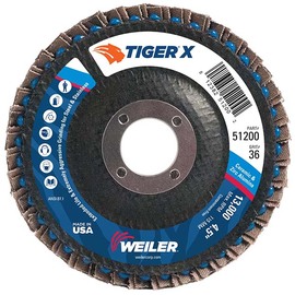 Weiler® Tiger® X 4 1/2" X 7/8" 36 Grit Type 29 Flap Disc