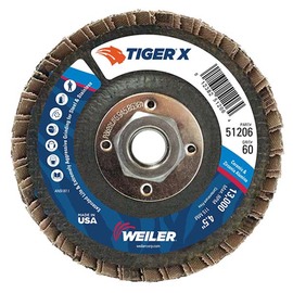 Weiler® Tiger® X 4 1/2" X 5/8" - 11 60 Grit Type 29 Flap Disc