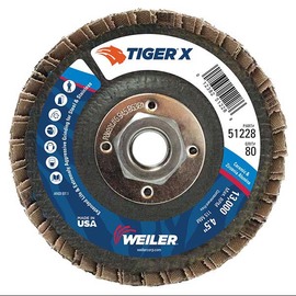 Weiler® Tiger® X 4 1/2" X 5/8" - 11 80 Grit Type 27 Flap Disc