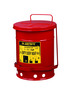 Justrite™ 6 Gallon Red Galvanized Steel Oily Waste Can With Foot Lever Opening Device
