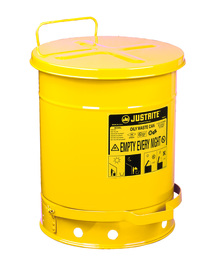 Justrite® 10 Gallon Yellow Galvanized Steel Oily Waste Can