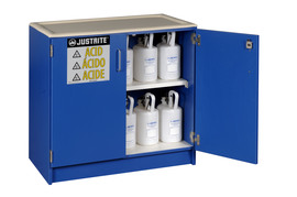 Justrite® 2 1/2 Liter Bottles Blue Wood Laminate Storage Cabinet
