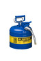 Justrite® 2 Gallon Blue AccuFlow™ Galvanized Steel Safety Can