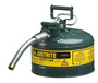 Justrite® 2 1/2 Gallon Green AccuFlow™ Galvanized Steel Safety Can