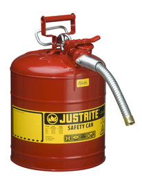Justrite™ 5 Gallon Red AccuFlow™ Galvanized Steel Type II Vented Safety Can With Stainless Steel Flame Arrester And 1
