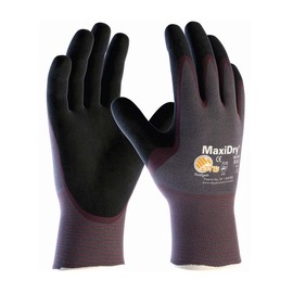 Protective Industrial Products Small MaxiDry® 18 Gauge Black Nitrile Palm And Finger Coated Work Gloves With Purple Nylon And Elastane Liner And Knit Wrist
