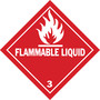 Brady® 4" X 4" Red/White Permanent Acrylic Vinyl Label (500 Per Roll) "FLAMMABLE LIQUID 3"