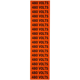 Brady® 1/2" X 2 1/4" Black/Orange Coated Fabric Vinyl Label "480 VOLTS"