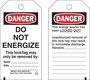 Brady® 5 3/4" X 3" Black/Red/White Rigid Paper Tag (25 Per Pack) "DO NOT ENERGIZE This lock/tag may only be removed"