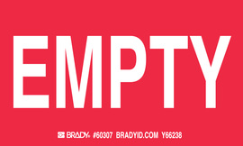 Brady® 3" X 5" Red/White Permanent Acrylic Paper Label (10 Per Pack) "EMPTY"