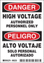 Brady® 5" X 3 1/2" Black/Red/White Permanent Acrylic Polyester Label (5 Per Pack) "HIGH VOLTAGE AUTHORIZED PERSONNEL ONLY/ALTO VOLTAJE"