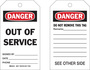 Brady® 7" X 4" Black/Red/White Rigid Polyester Tag (10 Per Pack) "OUT OF SERVICE SIGNED BY___DATE___PHONE___"