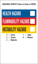 Brady® 5" X 3" Black/Blue/Red/Yellow/White Permanent Acrylic Paper Label (500 Per Roll) "HEALTH FLAMMABILITY REACTIVITY"