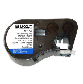 Brady® 3/4" X 1/2" Black/White/Clear M Series Flame-Retardant/Self-Laminating Vinyl Label (360 Per Cartridge)