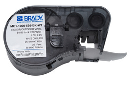 Brady® 1" X 25' Black/White M Series Permanent Acrylic Vinyl Label (25 ft Per Cartridge)