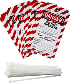 Brady® 7" X 4" Black/Red/White Rigid Polyester Tag (25 Per Pack) "DO NOT OPERATE etc"