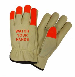 Protective Industrial Products Large Natural And Hi-Vis Orange Cowhide Unlined Drivers Gloves