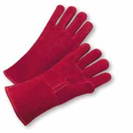 Protective Industrial Products 14" Red Split Cowhide Cotton Lined Welders Gloves