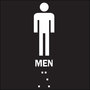 Brady® 8" X 8" Black and White Rigid Plastic Restroom Sign "MEN"